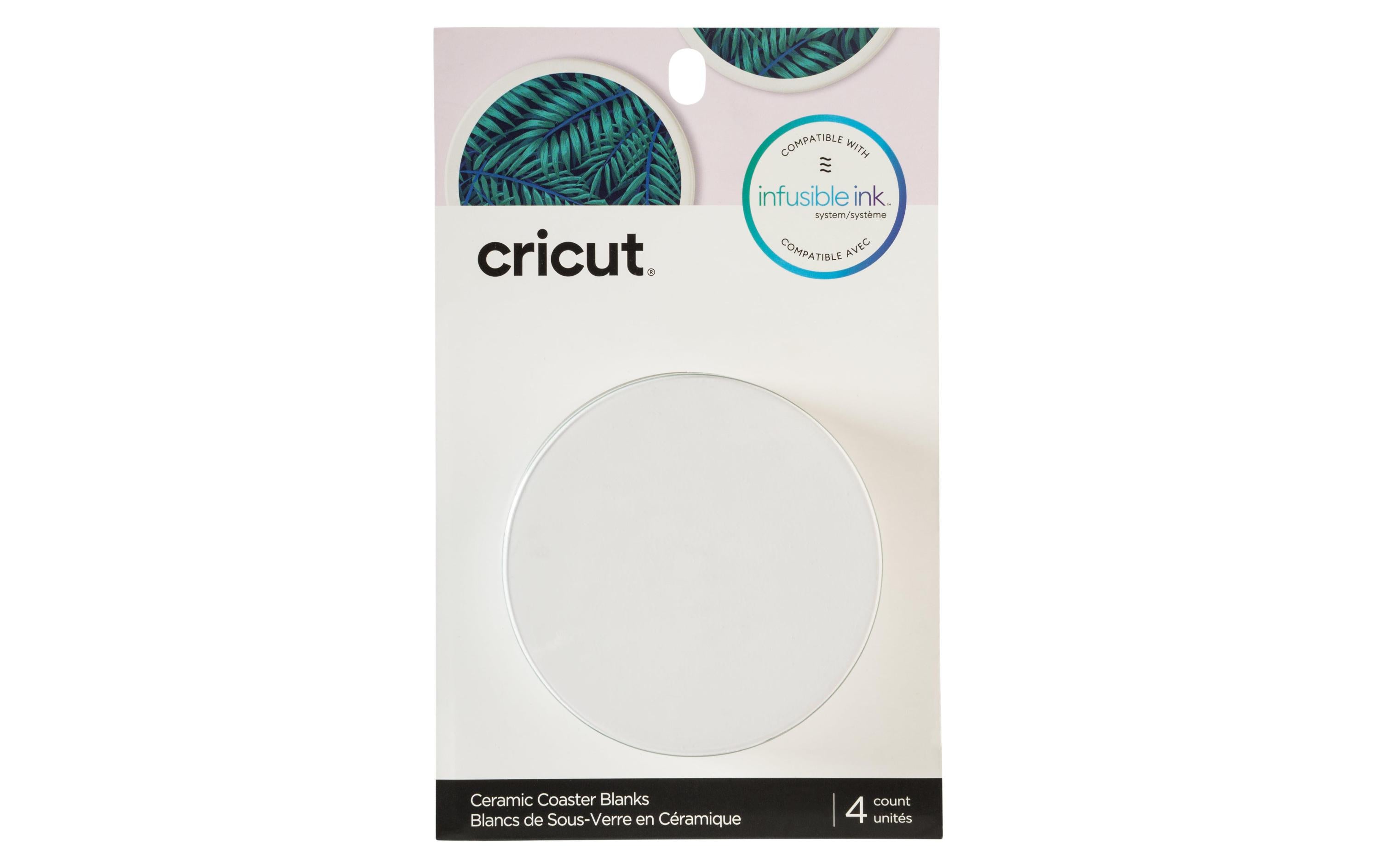 Cricut Untersetzer Infusible Ink - Rund - 4 Stück Spezifikationen: 4 Keramik-Untersetzer für Sublimationsdruck Farbe: Weiss Form: Rund Durchmesser: 9.1 cm kompatibel mit Infusible Ink Stiften oder Infusible Ink Transferbogen Die Keramik-Untersetzer sind geeignet für: Infusbile Ink Sublimation