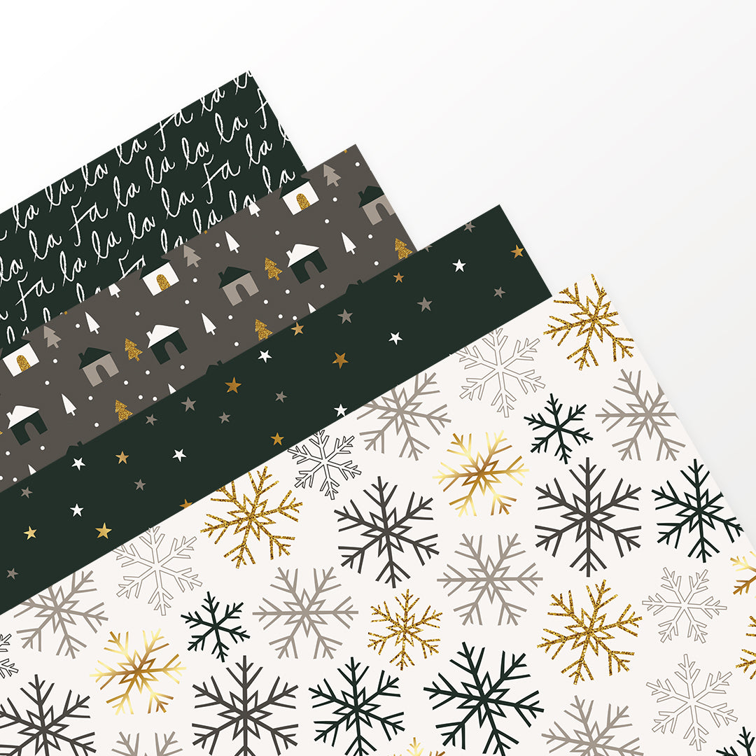 Paper Pad 200 g/m2 - 12’’ x 12’’ - Festlicher Luxus Inhalt: 24 Bogen 24 Designs Spezifikationen: 12’’ x 12’’ (30.5 cm x 30.5 cm) 200 g/m2 beidseitig bedruckte Blätter vereinzelt mit Glitzer säure- und ligninfrei Dieses Designpapier / Motivpapier ist geeignet für: Karten Karten-Verzierungen Plotten Stanzen Prägen Scrapbooking