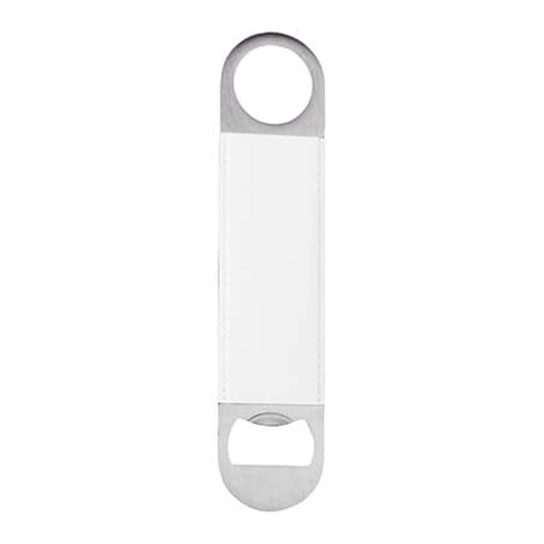 Crealive Flaschenöffner 4 x 17.8 cm Diesen edlen Flaschenöffner kannst du individuell gestalten und hast so immer ein tolles Mitbringsel für die nächste Party. Er ist aus Edelstahl gefertigt und hat eine weisse bedruckbare PU-Leder (Kunstleder) Einlage Inhalt: 1 Flaschenöffner - Edelstahl / Weiss Spezifikationen: Grösse: 4 x 17.8 cm Farbe: Edelstahl & Weiss Material: Metall / Kunstleder