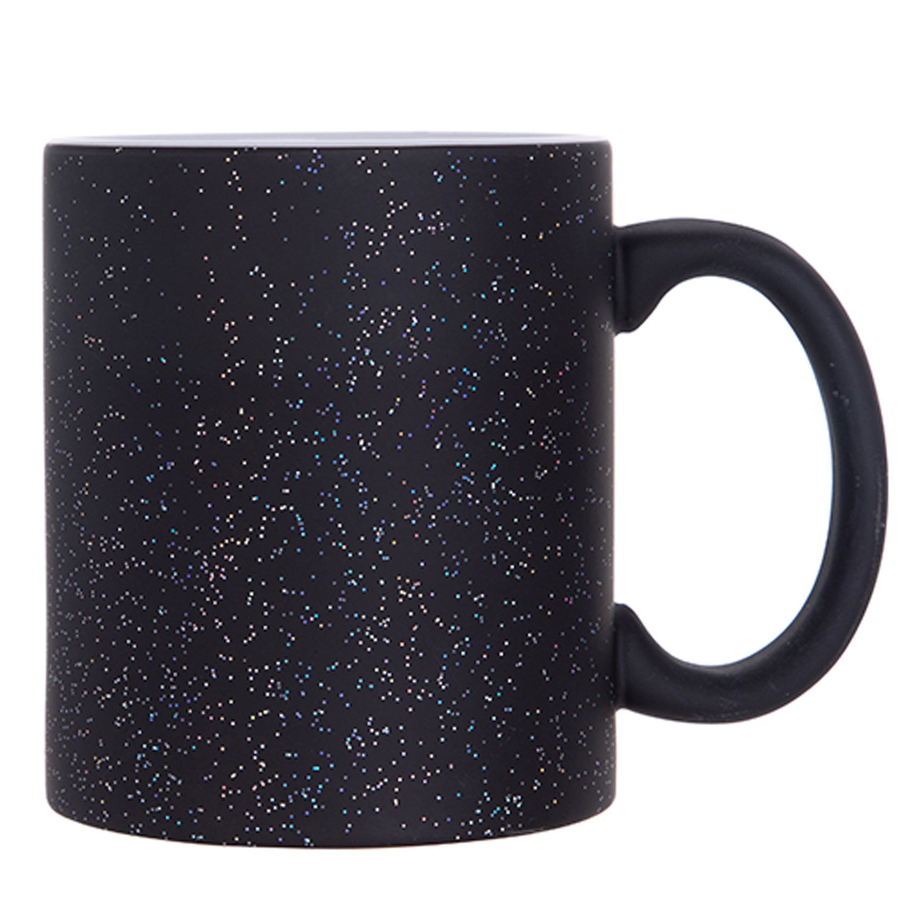 Crealive Glitzer Farbwechseltasse 11oz - Schwarz Die tolle Farbwechseltasse mit tollen Glitzerpartikel ist ein echter Hingucker und Du kannst die beschenkte Person besonders Überraschen. Beim Eingiessen eines heissen Getränks verfärbt sich die Tasse von Schwarz in Weiss und Dein aufgepresstes Motiv wird sichtbar. Sie ist für den Sublimationsdruck / Infusible Ink und lässt sich auf unzählige Arten gestalten. Das Fassungsvermögen ist 11oz und der Durchmesser beträgt 82 mm