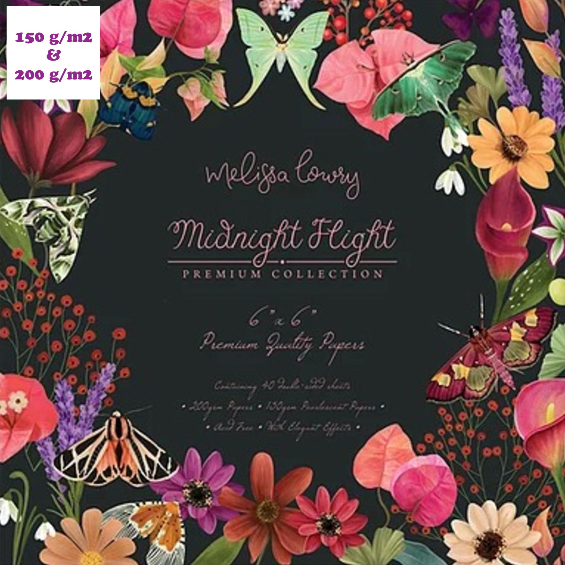 Crealive Premium Paper Pad 200 g/m2 & 150 g/m2 - 6’’ x 6’’ - Midnight Flight Inhalt: 40 Bogen 20 Designs beidseitig bedruckt Spezifikationen: 6’’ x 6’’ (15.25 cm x 15.25 cm) 200 g/m2 150 g/m2 Perleffekt Papier edle Perlglanz- und Spotlack-Effekte beidseitig bedruckt lässt sich gut schneiden säurefrei Paper Pad / Designpapier ist geeignet für: Karten Karten-Verzierungen Kuverts Plotten Stanzen Prägen Scrapbooking