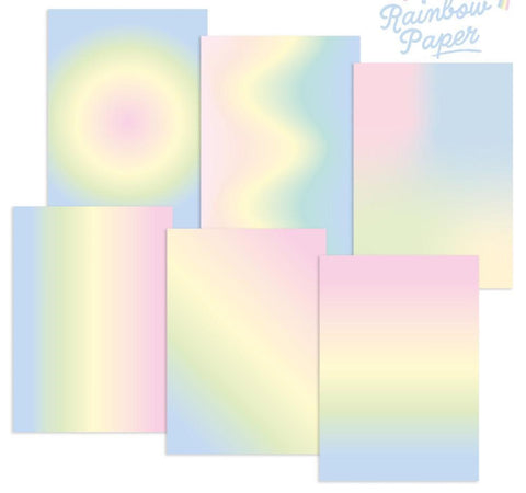 Regenbogen Transparentpapier 140 g/m2 inkl. Regenbogen Papier 80 g/m2 -Regenbogen Pastell  Spezifikationen:  A4 (21.0 cm x 29.7 cm) Transparentpapier 140 g/m2 Papier 80 g/m2 24 Bogen 6 Regenbogen Designs Design: Regenbogen Pastell    Inhalt:  12 x Transparentpapier 140 g/m2 12 x Papier 80 g/m2    Dieses besondere Regenbogen Transparentpapier in Kombination mit 80 g/m2 Papier lässt sich für vielfältige Bastelkreationen verwenden. Ob Boxen-Deko, Karten-Details, Verpackungen, Laternen