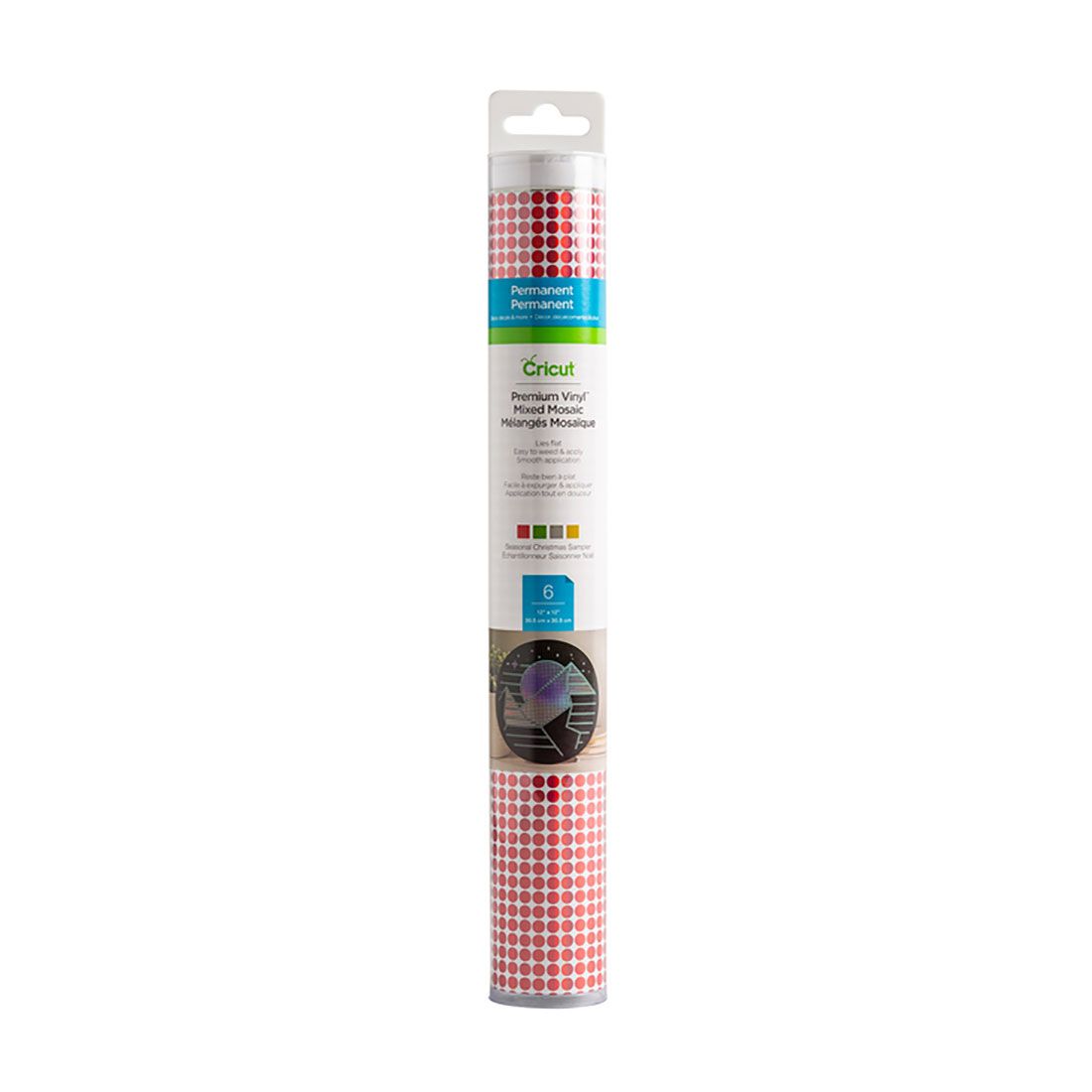 Cricut Premium Vinylfolie permanent - Mixed Mosaic Christmas Sampler Die Cricut Premium Vinylfolie lässt sich gut Entgittern. Für eine leichtere Übertragung empfehlen wir das Strong Grip Transfer Tape. Inhalt: 6 Bogen Vinylfolie Mixed Mosaic Christmas Sampler Spezifikationen: Cricut Premium Vinylfolie permanent Farben: Rot, Grün, Silber & Gold selbstklebend permanent Grösse: 30.5 x 30.5 cm Die Vinylfolie ist fabelhaft für jegliche Deko-Projekte und vielem Mehr!