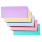 Cricut Joy Smart Sticker Cardstock - 14 cm x 33 cm - Pastels Sampler   Selbstklebendes Papier für Cricut Joy in 5 verschiedenen Farben. Das Set enthält insgesamt 10 Blätter (2 x 5 Farben) in der Grösse 11,4 cm x 33 cm (4,5" x 13").      Inhalt:  10 Blätter - 210 g/m2 Farben: Mint, Powder Blue, Petal, Lilac & Butter    Cricut Joy Smart Sticker ist geeignet für:  Scrapbooking-Seiten Karten Einladungen Dekorationen wie Banner & attraktive Poster Papierprojekte