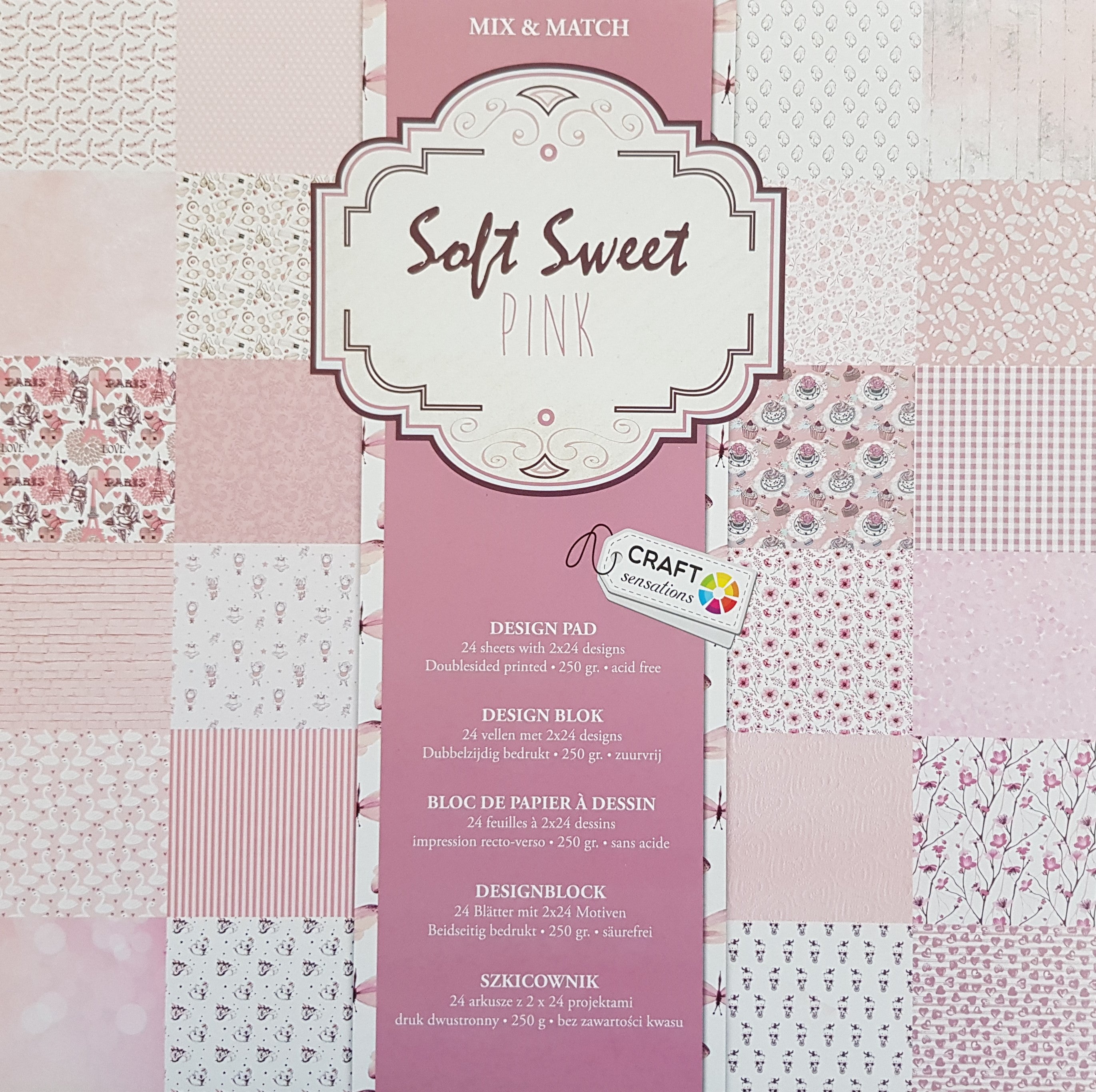 Paper Pad 250 g/m2 - 12’’ x 12’’ - Soft Sweet Pink Spezifikationen: 12’’ x 12’’ (30.5 cm x 30.5 cm) 250 g/m2 beidseitig bedruckt lässt sich gut schneiden säurefrei Inhalt: 24 Bogen 24 Designs beidseitig bedruckt Dieses Paper Pad / Designpapier ist geeignet für: Karten Karten-Verzierungen Kuverts Geschenkboxen & Verpackungen Plotten