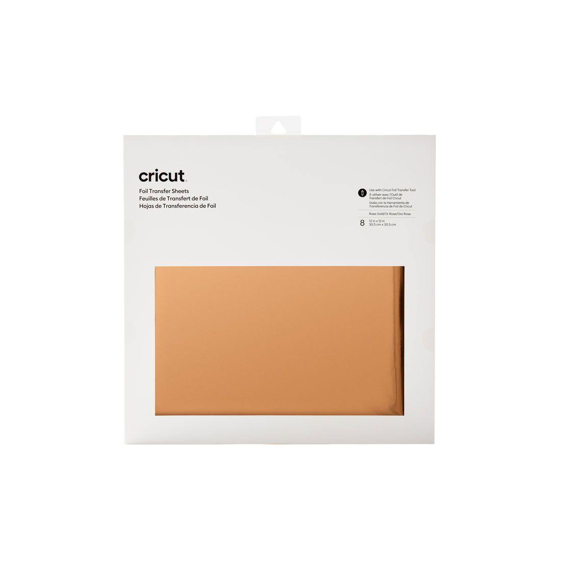 Cricut Transferfolien - Foil Transfer Sheets - Rose Gold 30,5 x 30,5 cm, 8 Blatt Die 8 Cricut Transferfolien kannst Du mit dem Folientransferwerkzeug, welches für Cricut Maker und Cricut Explore Geräte konzipiert ist, auf verschiedenen Materialien verwenden. Die Folien habe eine Grösse von 30.5 x 30.5 cm.