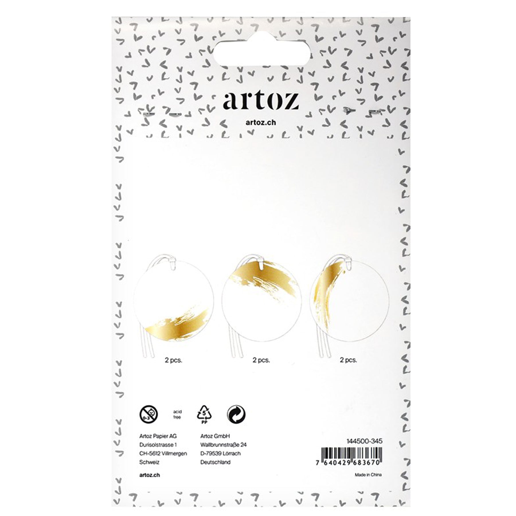 Crealive Anhänger Hangtag - Basic Kreis
 
Inhalt:
•	6 Anhänger
 
Spezifikationen:
•	Material: Kraftpapier
•	Durchmesser: 67 mm
•	beidseitig personalisierbar
•	Farbe: 3 x Weiss mit Gold-Details
 
Entdecke die endlosen Möglichkeiten der Kreativität mit den Basis Anhänger von Artoz. Diese Hangtags sind ideal zum Selbergestalten mit Stempeln, Farben und mehr, um deinen Geschenken und DIY-Projekten eine persönliche Note zu verleihen. Mit hochwertigem Kraftpapiermaterial bieten diese Hangtags die perfekte Leinwan