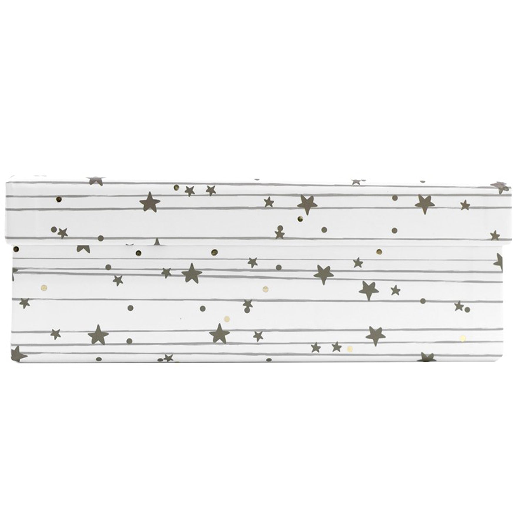 Crealive Geschenkbox - Pure Box rect M - Sterne
 
Inhalt:
•	1 Box
 
Spezifikationen:
•	Länge: 18 cm
•	Breite: 11.4 cm
•	Höhe: 6.2 cm
•	Limited Edition Pure Box
•	Farbe: Weiss mit goldenem Sternen-Dekor
•	Swiss Design
•	FSC®- Zertifiziert
 
Mache jeden Moment zu etwas Besonderem mit der Limited Edition Pure Box von Artoz. Verpacke deine Geschenke stilvoll und schenke Freude mit dieser hochwertigen und vielseitig einsetzbaren Box. Ob für Geburtstage, Hochzeiten oder andere festliche Anlässe - diese Geschenkve