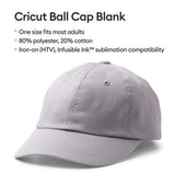 Crealive Cricut Baseball Cap (Ball Cap) - Grau      Inhalt:  3 Cricut Baseball Cap (Ball Cap)   Spezifikationen:  Farbe: Grau Material: 80% Polyester / 20% Baumwolle    Gestalte Dir Dein perfektes Cap. Gestalte sie mit leuchtenden Farben, auffälligen Bildern oder Deinem Lieblingsspruch. Erziele gleichbleibende, hochwertige Transferergebnisse mit Produkten zum Aufbügeln (HTV) und Infusible Ink Produkten. 