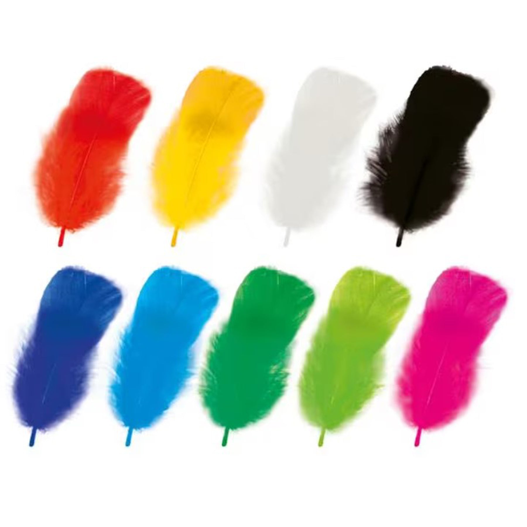 Crealive Federn - 10g - Intensiv
 
Spezifikationen:
•	Inhalt: 10g Federn
•	Farben: Rot, Gelb, Weiss, Schwarz, Blau, Grün & Pink
•	Grösse: 10-15 cm lang
 
Federn sind geeignet für:
•	Eierschachteli-Dekoration
•	Karten- und Verpackungs-Verzierungen
•	zum Basteln von Traumfänger oder Engeln
 
Die Federn kannst du für viele Bastelprojekte nutzen. Sei es zum Dekorieren der Eierschachteli, Verzieren von Karten oder Verpackungen oder ganz vielen anderen Bastelprojeiken. Mit etwas Leim befestigen und schon hast du 
