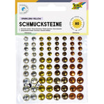 Crealive Schmucksteine selbstklebend - Sparkling Yellow  Spezifikationen:  selbstklebende Schmucksteine durchsichtige Schmucksteine mit Diamantschliff 4 harmonische Brauntöne 3 unterschiedliche Grössen 80 Schmucksteine    Schmucksteine selbstklebend sind geeignet für:  Karten Karten-Verzierungen Plotten Scrapbooking Geschenke kleine Tüten