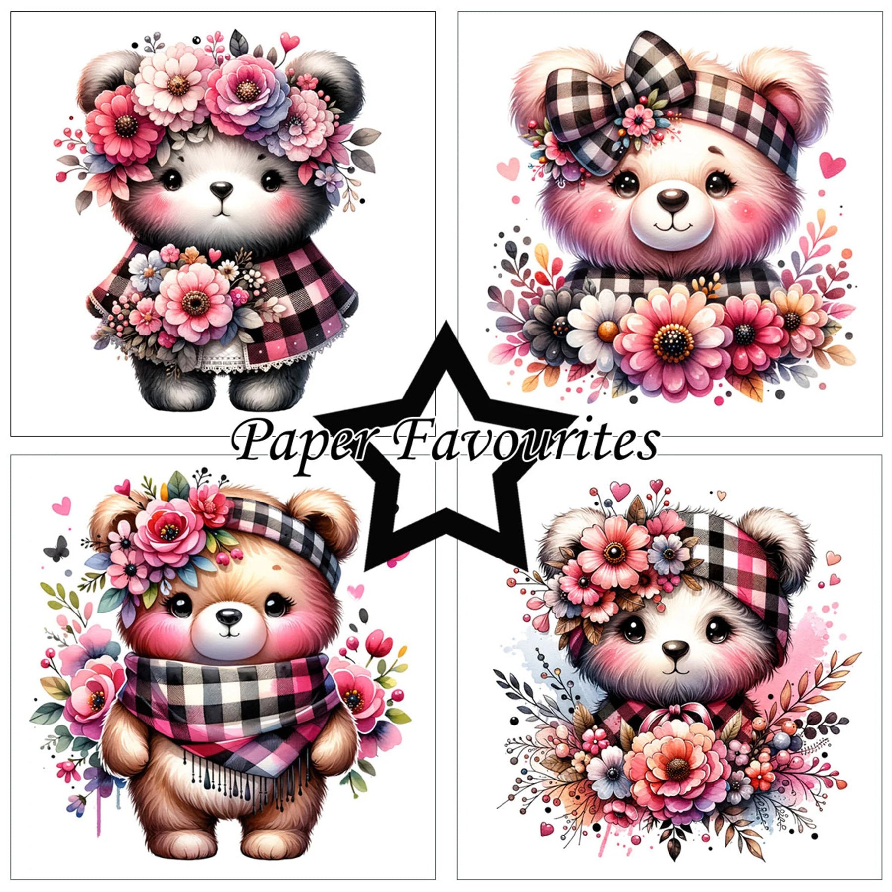 Crealive Paper Pad 200 g/m2 - 15 cm x 15 cm - Bear with Flowers

Inhalt:
•	24 Bogen
•	8 Designs
 
Spezifikationen:
•	15 cm x 15 cm 
•	200 g/m2
•	einseitig bedruckt
•	säure- und ligninfrei
 
Dieses Paper Pad ist geeignet für:
•	Karten
•	Karten-Verzierungen
•	Plotten
•	Stanzen
•	Prägen
•	Scrapbooking
 
Dieses einseitig bedruckte Designpapier mit süssen Bären-Motiven verziert mit floralen Mustern ist eine wunderhübsche Basis für kreative, spezielle, individuelle Karten, Plotts, Verzierungen von Geschenktaschen
