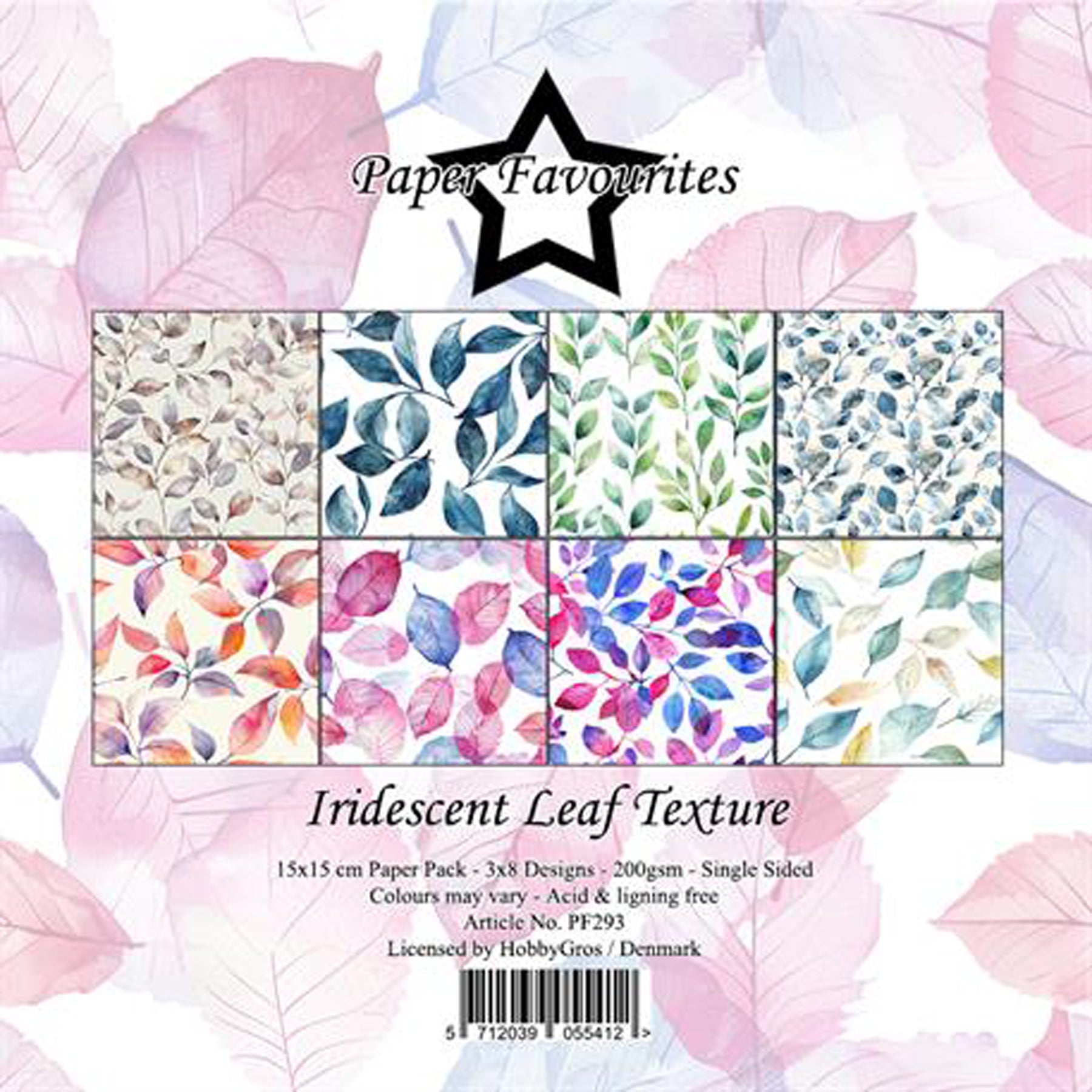 Crealive Paper Pad 200 g/m2 - 15 cm x 15 cm - Iridescent Leaf Texture
 
Inhalt:
•	24 Bogen
•	8 Designs
 
Spezifikationen:
•	15 cm x 15 cm
•	200 g/m2
•	einseitig bedruckt
•	säure- und ligninfrei
 
Dieses Paper Pad ist geeignet für:
•	Karten
•	Karten-Verzierungen
•	Plotten
•	Stanzen
•	Prägen
•	Scrapbooking
 
Dieses einseitig bedruckte Designpapier mit schillernden Blattstrukturen ist eine farbenfrohe Basis für kreative, spezielle, individuelle Karten, Plotts, Verzierungen von Geschenktaschen, Schachteln, Kart