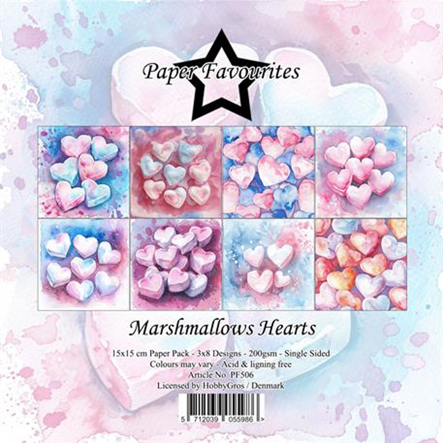 Crealive Paper Pad 200 g/m2 - 15 cm x 15 cm - Marshmallows Hearts
 
Inhalt:
•	24 Bogen
•	8 Designs
 
Spezifikationen:
•	15 cm x 15 cm
•	200 g/m2
•	einseitig bedruckt
•	säure- und ligninfrei
 
Dieses Paper Pad ist geeignet für:
•	Karten
•	Karten-Verzierungen
•	Plotten
•	Stanzen
•	Prägen
•	Scrapbooking
 
Dieses einseitig bedruckte Designpapier ist eine zuckersüsse Basis für kreative, spezielle, individuelle Karten, Plotts, Verzierungen von Geschenktaschen, Schachteln, Karten, Geschenkboxen, Scrapbooking und v