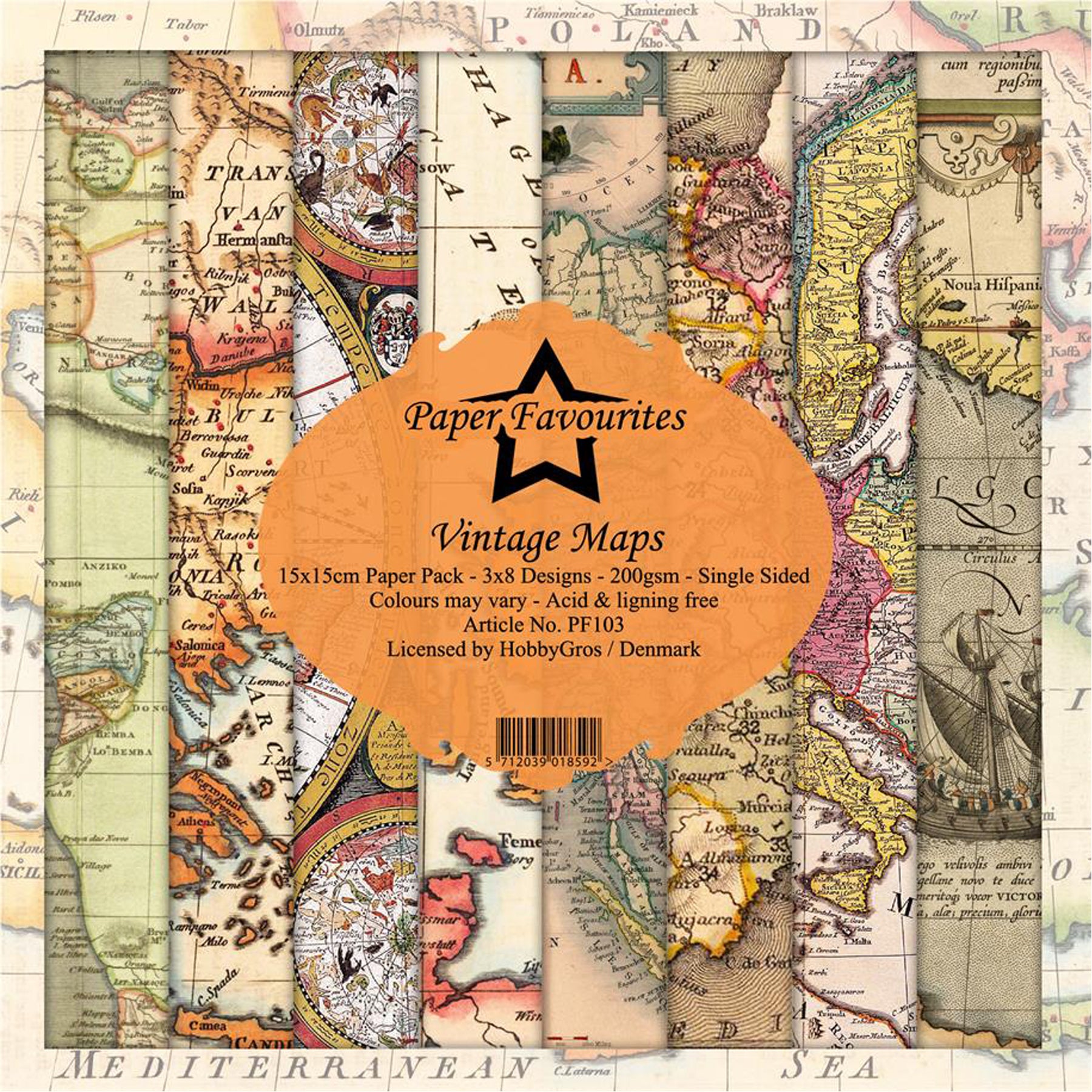 Crealive Paper Pad 200 g/m2 - 15 cm x 15 cm - Vintage Maps
 
Inhalt:
•	24 Bogen
•	8 Designs
 
Spezifikationen:
•	15 cm x 15 cm
•	200 g/m2
•	einseitig bedruckt
•	säure- und ligninfrei
 
Dieses Paper Pad ist geeignet für:
•	Karten
•	Karten-Verzierungen
•	Plotten
•	Stanzen
•	Prägen
•	Scrapbooking
 
Dieses einseitig bedruckte Designpapier im Vintage-Look, ist eine wunderbare Basis für kreative, spezielle, individuelle Karten, Plotts, Verzierungen von Geschenktaschen, Schachteln, Karten, Geschenkboxen, Scrapbook