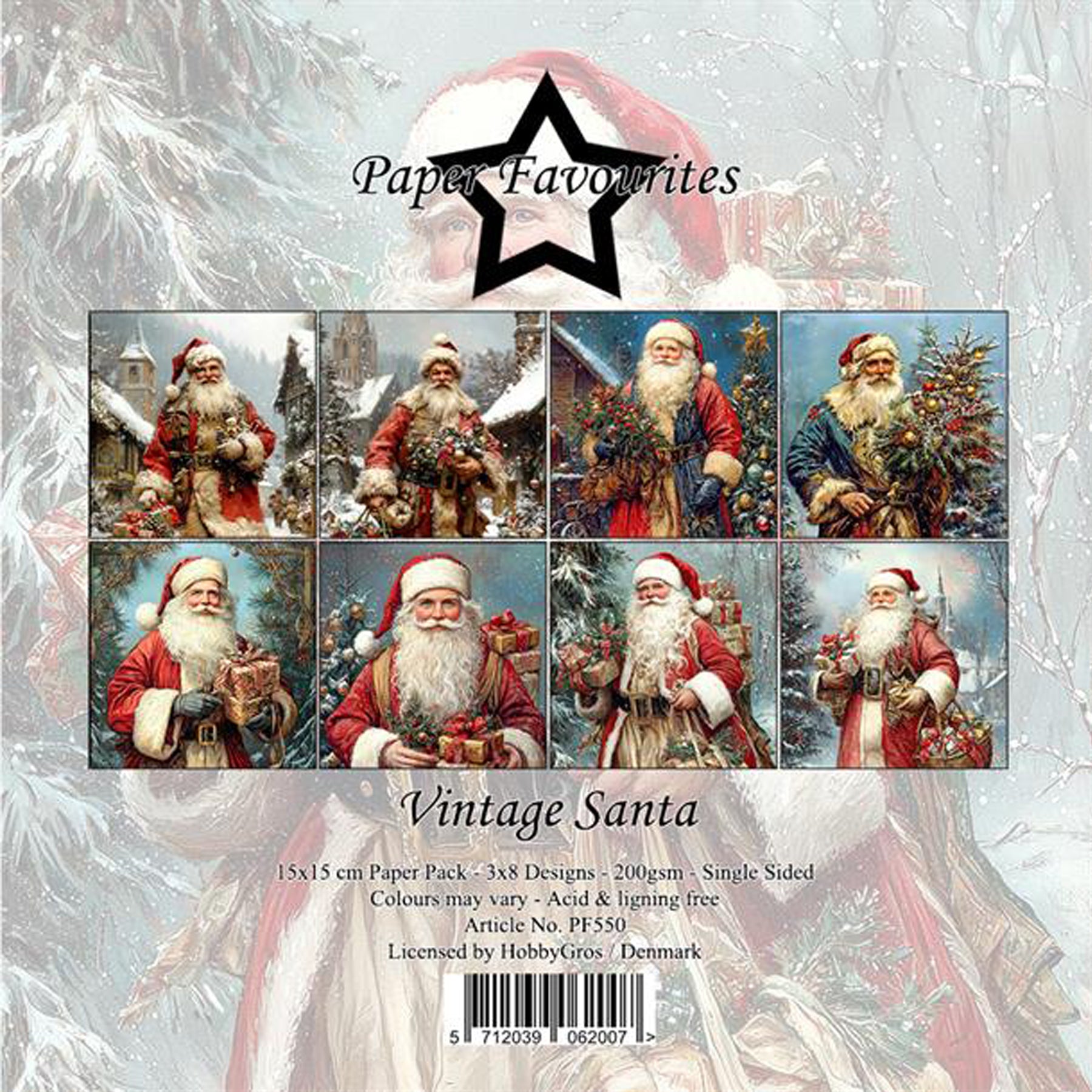Crealive Paper Pad 200 g/m2 - 15 cm x 15 cm - Vintage Santa
 
Inhalt:
•	24 Bogen
•	8 Designs
 
Spezifikationen:
•	15 cm x 15 cm
•	200 g/m2
•	einseitig bedruckt
•	säure- und ligninfrei
 
Dieses Paper Pad ist geeignet für:
•	Karten
•	Karten-Verzierungen
•	kleine Geschenkboxen & Verpackungen
•	Plotten
•	Stanzen
•	Prägen
•	Scrapbooking
•	Journaling
•	Mixed Media
 
Dieses einseitig bedruckte Designpapier mit fabelhaften Weihnachtsmännern im Vintage-Look ist eine wunderschöne Basis für spezielle Karten, Plotts, V