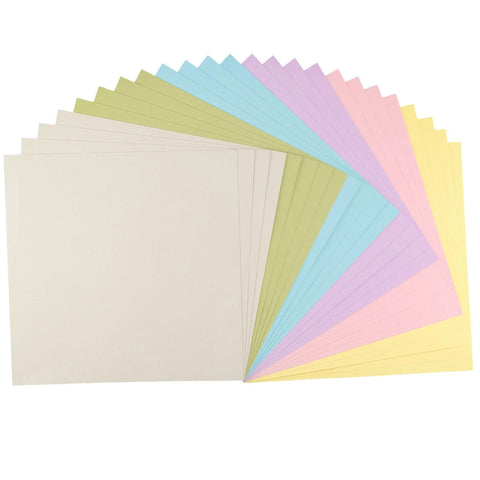 Crealive Stickerpapier Cardstock - 30.5 cm x 30.5 cm - Pastell   Das Stickerpapier haftet direkt, dank einer sehr starken Klebeschicht. Du kannst es auch bedrucken und beschrieben. Es ist auch kompatibel mit den meisten Stanz- und Prägemaschinen.      Inhalt:  24 Blätter Grösse: 12" x 12" (30.5 cm x 30.5 cm) 216 g/m2 6 Farben    Stickerpapier Cardstock ist geeignet für:  Scrapbooking-Seiten Karten Einladungen Dekorationen Papierprojekte