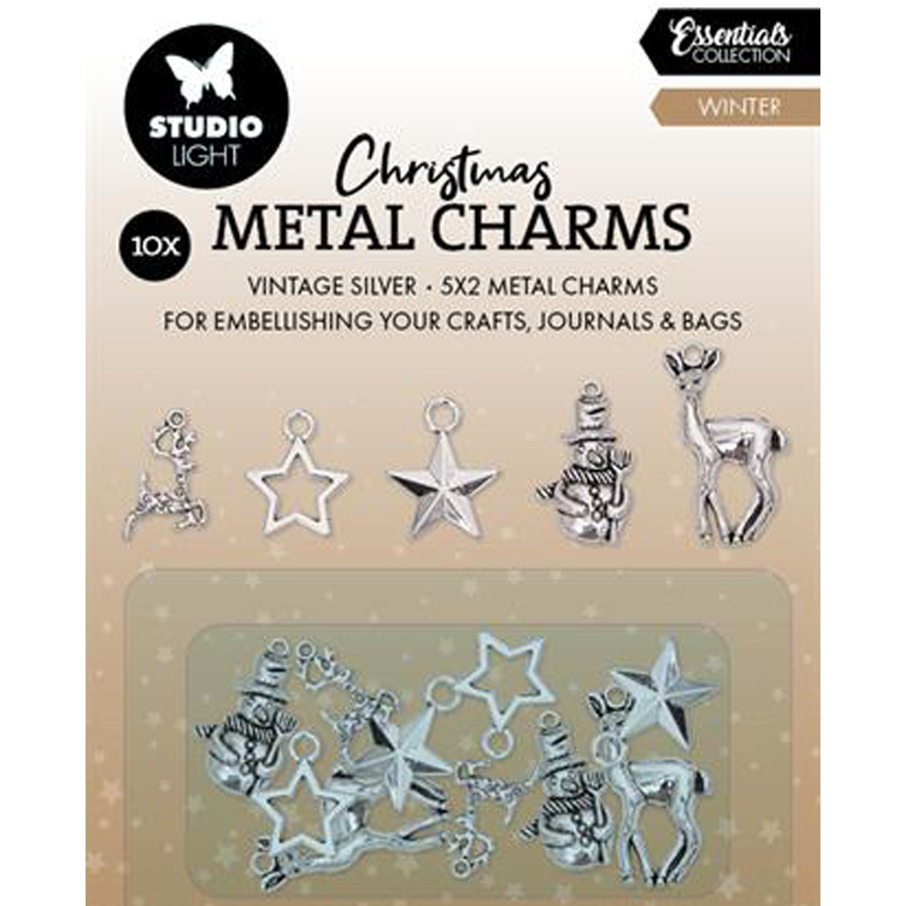 Crealive Christmas Metal Charms - Winter Elements

Metall-Anhänger / Christmas Metal Charms - Winter Elements
 
Inhalt:
•	10 leichte Metall-Anhänger / Metal Charms

Spezifikationen:
•	Material: leichtes Metall
•	5 x 2 Stück
•	Farbe: Vintage Silber
 
Die Metall-Anhänger / Metal Charms sind geeignet für:
•	Karten-Dekoration
•	an Bändern und Kordeln befestigen
•	als Anhänger-Tag auf Papieretiketten
•	3D Look auf Deinen Kreationen
•	für interaktive Karten
•	als Eyecatcher in Vintage Projekten
•	Journaling
•	Mix