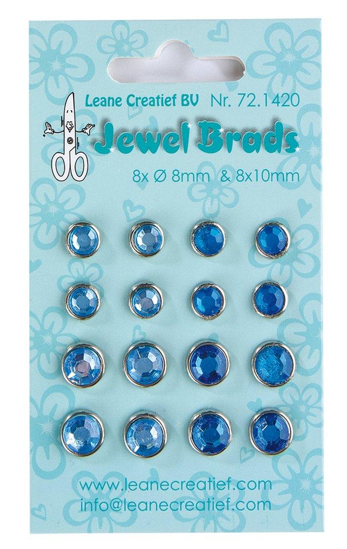 Jewel brads - Dark & Light Blue     Musterklammern / Brads sind hervorragend zum Dekorieren und Verzieren von Karten, Scrapbooking Seiten, persönliche Geschenke oder kleine Tüten. Sie lassen sich einfach befestigen und sind vielfältig einsetzbar.