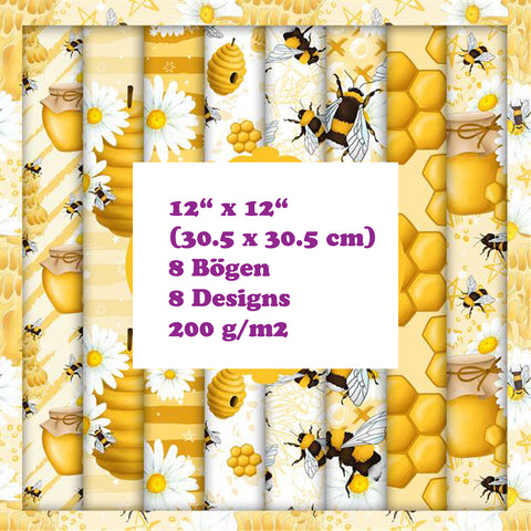 Crealive Paper Pad 200 g/m2 - 12’’ x 12’’ - Cute Panda and Bees  Inhalt:  8 Blatt 8 Designs    Spezifikationen:  12’’ x 12’’ (30.5 cm x 30.5 cm) 200 g/m2 einseitig bedruckt säure- und ligninfrei    Dieses Paper Pad ist geeignet für:  Karten Boxen 3D-Projekte Geschenkboxen & Verpackungen Plotten Scrapbooking    Dieses einseitig bedruckte Designpapier mit süssen Bienen-Designs ist eine wunderbare Basis für kreative, spezielle, individuelle Karten, Plotts, Schachteln, Karten-
