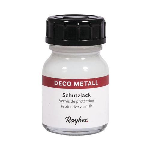 Crealive Deco Metall Schutzlack     Inhalt:  25 ml Schutzlack   Spezifikation / Anleitung:  Schutzlack auf mit Deco Metall verzierte Flächen auftragen bietet optimalen Schutz für eine lange Freude am selbst gestalteten Kunstobjekt   Sicherheitshinweis:  Achtung: Darf nicht in die Hände von Kindern gelangen. Den Inhalt / Behälter gemäss lokalen und nationalen Vorschriften, der Entsorgung zuführen.