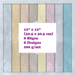 Crealive Paper Pad 200 g/m2 - 12’’ x 12’’ - Rustic Pastels  Inhalt:  8 Blatt 8 Designs    Spezifikationen:  12’’ x 12’’ (30.5 cm x 30.5 cm) 200 g/m2 einseitig bedruckt säure- und ligninfrei    Dieses Paper Pad ist geeignet für:  Karten Boxen 3D-Projekte Geschenkboxen & Verpackungen Plotten Scrapbooking