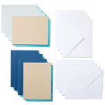 Crealive Cricut Joy Cutaway Karten R20 - 8 Stück - Marina  Inhalt:  8 Karten im Format 4.25" x 5.5" (10.8 cm x 14 cm) (zusammengeklappt) - Kartenfarben: 3 x Midnight Blue, 2 x Khaki, 3 x Whispering Blue 8 Einlagen im Format 4.1" x 5.3" (10.4 cm x 13.6 cm) - Einlagefarbe: Blau holografisch 8 Umschläge in 4.37" x 5.75" (11 cm x 14.6 cm) - Farbe: Weiss    Cricut Joy Cut-Away Karten sind geeignet für:  Karten Einladungen