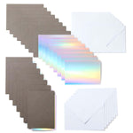 Crealive Cricut Joy Einlegekarten R10 - 15 Stück - Grau / Silber Holografisch   Inhalt:  15 Karten im Format 3.5" x 4.9" (8.9 cm x 12.4 cm) (zusammengeklappt) / 3.5" x 4.9" Kartenfarbe: Grau 15 Einlagen 3.25" x 4.6" (8.2 cm x 11.7 cm) - Einlagefarbe: Silber Holografisch 15 Umschläge 3.6" x 5.1" (9.2 cm x 13 cm) - Farbe: Weiss    Cricut Joy Einlegekarten sind geeignet für:  Karten Einladungen