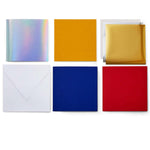 Crealive Cricut Einlegekarten S40 - 14 Stück - Celebration mit Foil Transfer  Inhalt:  14 Karten im Format 4.75" x 4.75" (12.1 cm x 12.1 cm) (zusammengeklappt) / Kartenfarben: 7 Rot und 7 Blau 14 Einlagen im Format 4.5" x 4.5" (11.4 cm x 11.4 cm) / Einlagefarben: 7 Silver Holographic & 7 Maize 14 Transferfolien im Format 4.25" x 4.25" (10.8 cm x 10.8 cm): 7 Gold & 7 Silber 14 Umschläge in 5" x 5" (12.7 cm x 12.7 cm) / Farbe: Weiss    Cricut Einlegekarten sind geeignet für:  Karten Einladungen