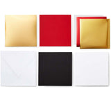Crealive Cricut Einlegekarten S40 - 14 Stück - Royal Flush mit Foil Transfer  Inhalt:  14 Karten im Format 4.75" x 4.75" (12.1 cm x 12.1 cm) (zusammengeklappt) / Kartenfarben: 7 Schwarz und 7 Weiss 14 Einlagen im Format 4.5" x 4.5" (11.4 cm x 11.4 cm) / Einlagefarben: 7 Gold-Metallic & 7 gebranntes Rot 14 Transferfolien im Format 4.25" x 4.25" (10.8 cm x 10.8 cm): 7 Gold & 7 Rot 14 Umschläge in 5" x 5" (12.7 cm x 12.7 cm) / Farbe: Weiss    Cricut Einlegekarten sind geeignet für:  Karten Einladungen