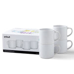 Crealive Cricut Keramiktasse stapelbar 295 ml - Weiss - 4 Stück  Inhalt:  4 stapelbare Cricut Keramiktassenrohlinge    Spezifikationen:  4 Keramiktassen Inhalt: 295 ml (10 OZ) Farbe: weiss sublimationskompatibel glatte, gerade Wände für einwandfreie Übertragungen spülmaschinen- und mikrowellengeeignet zur Verwendung mit Cricut Mug Press und Infusible Ink Produkten (separat erhältlich)