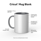 Crealive Cricut Keramiktasse 440 ml grau/weiss, 1 Stück (VORBESTELLUNG! Lieferung ab ca. 01.10.2021)  Gestalte lebendige, professionelle & personalisierte Tassen. Im Design Space erstellst Du mit Hilfe der kostenlosen Tassen-Vorlage Dein Design, so dass Du es korrekt platzieren kannst auf der Tasse. Danach lässt Du den Schneideplotter Dein Design entweder aus den Infusible Ink Transferbögen schneiden oder lässt es Zeichnen mit den Infusible Ink Stiften.