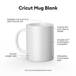 Cricut Keramiktasse 340 ml weiss, 2 Stück  Gestalte lebendige, professionelle & personalisierte Tassen. Im Design Space erstellst Du mit Hilfe der kostenlosen Tassen-Vorlage Dein Design, so dass Du es korrekt platzieren kannst auf der Tasse. Danach lässt Du den Schneideplotter Dein Design entweder aus den Infusible Ink Transferbögen schneiden oder lässt es Zeichnen mit den Infusible Ink Stiften. Die Tassenpresse übernimmt dann die restliche Arbeit für Dich und bringt Dein Design auf die Tasse