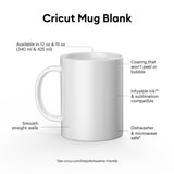 Cricut Keramiktasse 340 ml weiss, 2 Stück  Gestalte lebendige, professionelle & personalisierte Tassen. Im Design Space erstellst Du mit Hilfe der kostenlosen Tassen-Vorlage Dein Design, so dass Du es korrekt platzieren kannst auf der Tasse. Danach lässt Du den Schneideplotter Dein Design entweder aus den Infusible Ink Transferbögen schneiden oder lässt es Zeichnen mit den Infusible Ink Stiften. Die Tassenpresse übernimmt dann die restliche Arbeit für Dich und bringt Dein Design auf die Tasse