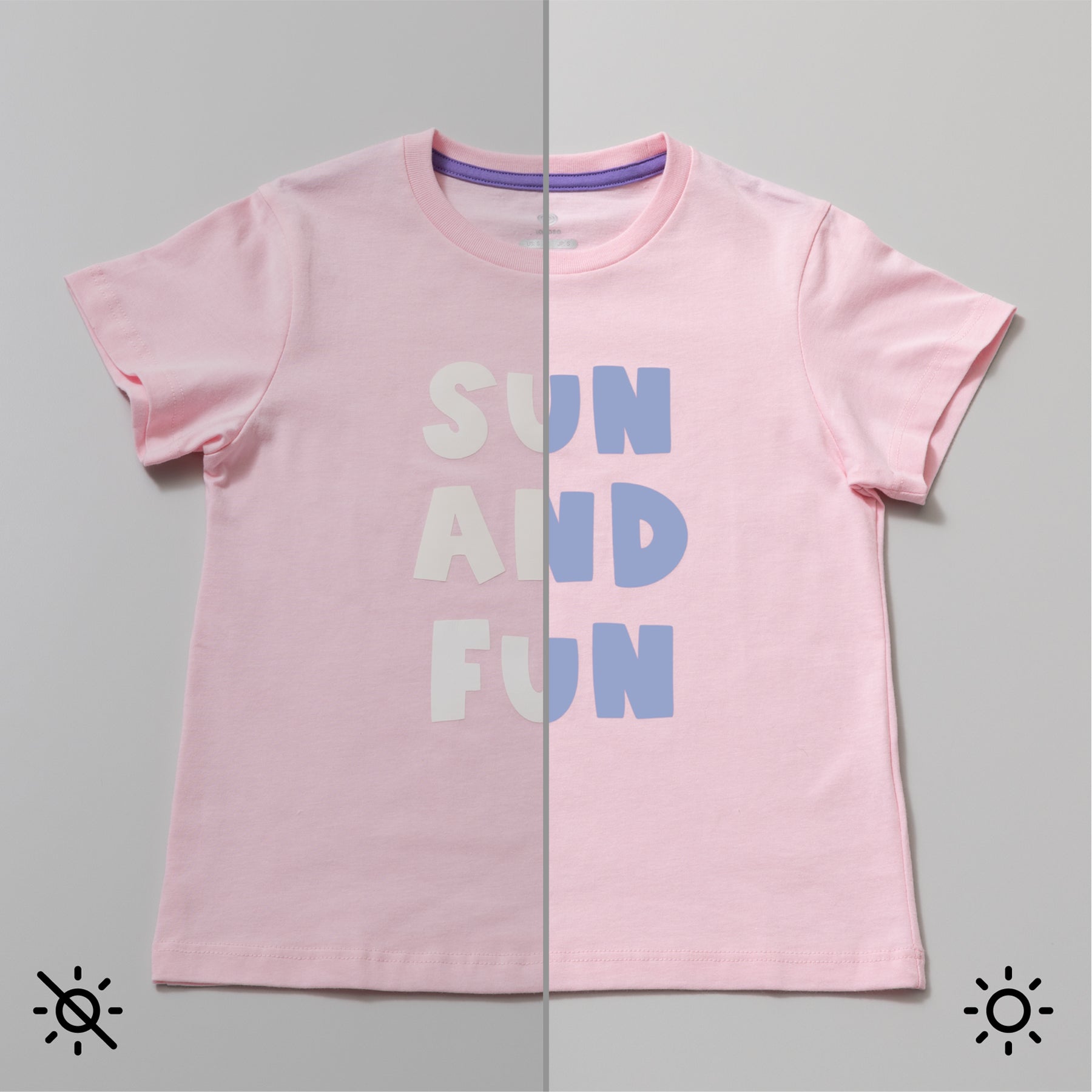 Crealive Cricut UV-aktivierte Farbwechsel Flexfolie / Iron-On  Erstelle verspielte Farbwechseleffekte im Sonnenlicht! Das UV-aktivierte Iron-On mit Farbveränderung ändert sich bei Sonneneinstrahlung. Füge deinen Wärmeübertragungsprojekten überraschende Akzente hinzu! Ideal für Kleidung, Accessoires und Alltagsartikel für draussen – dieses Material begeistert auf praktisch allem. 