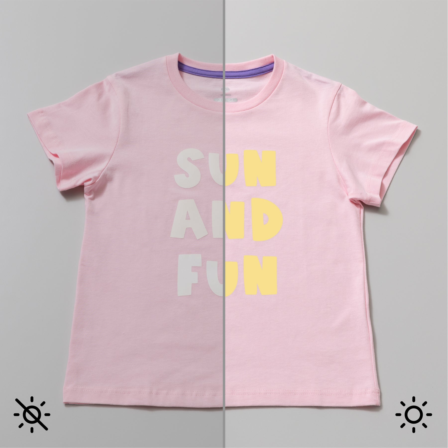 Crealive Cricut UV-aktivierte Farbwechsel Flexfolie / Iron-On  Erstelle verspielte Farbwechseleffekte im Sonnenlicht! Das UV-aktivierte Iron-On mit Farbveränderung ändert sich bei Sonneneinstrahlung. Füge deinen Wärmeübertragungsprojekten überraschende Akzente hinzu! Ideal für Kleidung, Accessoires und Alltagsartikel für draussen – dieses Material begeistert auf praktisch allem. 