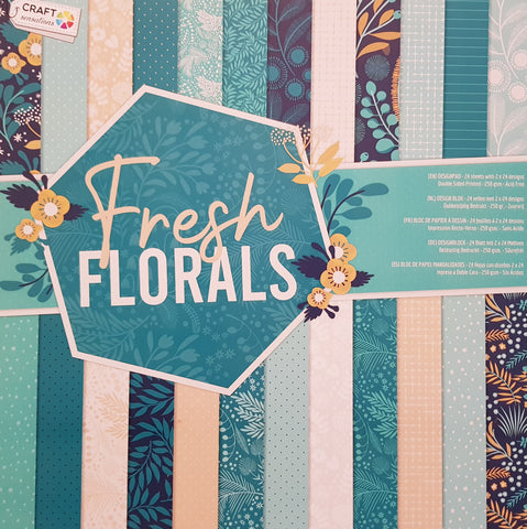 Paper Pad 250 g/m2 - 12’’ x 12’’ - Fresh Florals  Spezifikationen:  12’’ x 12’’ (30.5 cm x 30.5 cm) 250 g/m2 beidseitig bedruckt lässt sich gut schneiden säurefrei    Inhalt:  24 Bogen 24 Designs beidseitig bedruckt    Dieses Paper Pad / Designpapier ist geeignet für:  Karten Karten-Verzierungen Kuverts Geschenkboxen & Verpackungen Plotten Scrapbooking