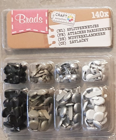 Mini Brads - Weiss, Silber, Grau & Schwarz - Crealive