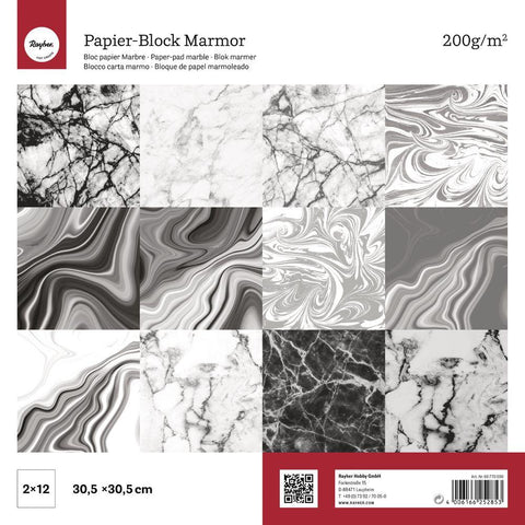 Papier-Block 200 g/m2 - 12’’ x 12’’ - Marmor - Crealive