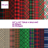 Premium Paper Pad 180 g/m2 - 12’’ x 12’’ - Tartan Spezifikationen:  12’’ x 12’’ (30.5 cm x 30.5 cm) 180 g/m2 beidseitig bedruckt säure- und ligninfrei 20 Designs    Inhalt:  30 Bogen 20 Designs beidseitig bedruckt