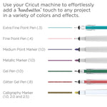 Cricut 30 Zeichenstifte 0.4 - Ulitmate Fine Point Pen Set     Inhalt:  30 Zeichenstifte    Spezifikationen:  0.4 (feine Spitze) Farben: Schwarz, Rot, Blau, Grün, Gelb, Sour Apple, Candy Corn, Blueberry, Candy Crystal, Very Berry, Cactus Pink, Bluebonnet, Lavender, Honeysuckle, Sage, Armadillo, Geode, Indian Red, Adobe Clay, Moccasin, Jade, Gemstone Blue, Wine, Pink Crystal, Coral, Turquoise, Tawny, Light Green, Light Turquoise, und Magenta  wasserbasiert