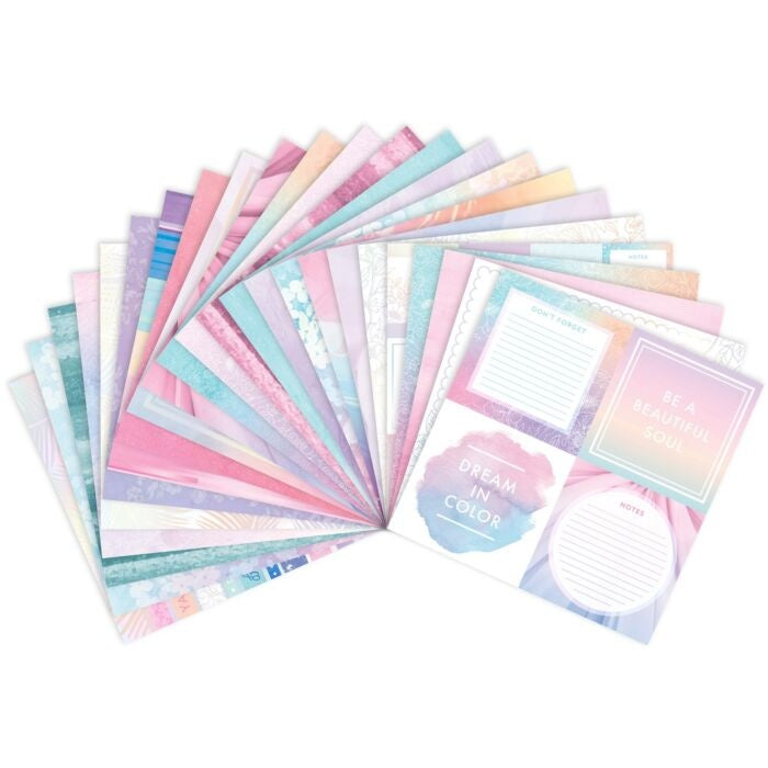 Designpapier 170 g/m2 - 12’’ x 12’’ - Sweet Magic Inhalt:  48 Bogen 24 Designs einseitig bedruckt   Spezifikationen:  12’’ x 12’’ (30.5 cm x 30.5 cm) 170 g/m2 einseitig bedruckt lässt sich gut schneiden säurefrei   Dieses Designpapier / Motivpapier ist geeignet für:  Karten Karten-Verzierungen Plotten Stanzen Prägen Scrapbooking