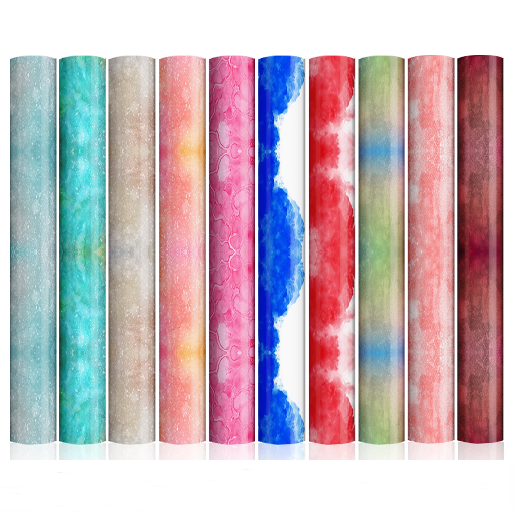 Crealive craftcut® Ink Transfer-Sheet Set - Watercolor 3   Spezifikationen: Sublimationspapier craftcut® Ink Transfer-Sheet Set Grösse: 30.5 x 30.5 cm (12" x 12") kompatibel mit allen sublimationsfähigen Materialien Inhalt: 10 x craftcut® Ink Transfer-Sheets 10 Muster: Watercolor 3    Mit den craftcut® Ink Transfer-Sheets erstellst du im Handumdrehen, individuelle und einzigartige Designs für sublimationsfähige Objekte.